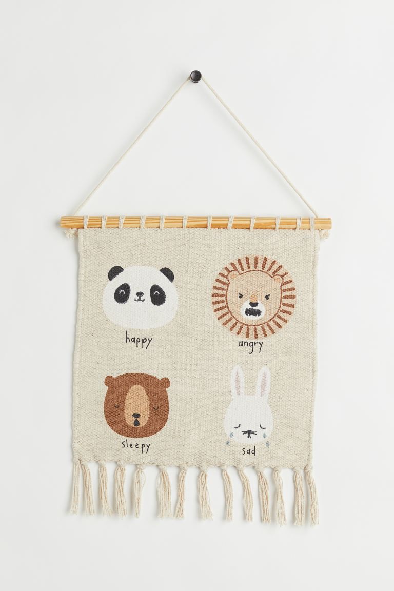 New ArrivalWall decoration in woven fabric made from recycled cotton. Printed design at front and... | H&M (US)