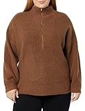 Amazon.com: Daily Ritual Women's Mid Gauge Stretch Half Zip Polo Collar Sweater, Brown, XX-Large ... | Amazon (US)