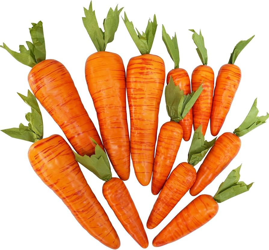 Winlyn 12 Pcs Easter Artificial Carrots Decorative Orange Foam Carrots Lifelike Simulation Artifi... | Amazon (US)