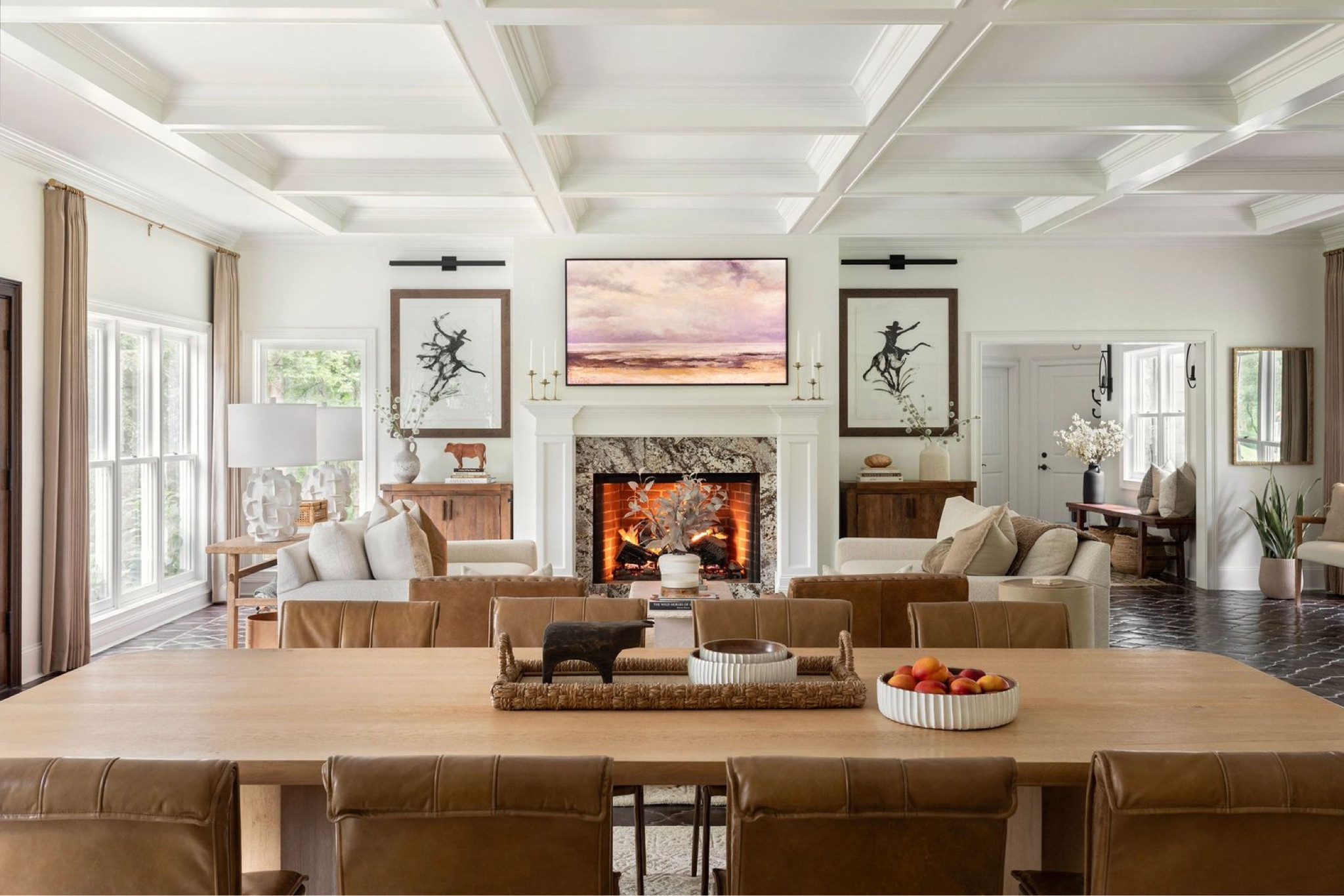 Gathering Room designed by @thelistandfound - everything with an available source is linked. 

*Oslo Dining Table from Restoration Hardware. 

*Leather swivel chairs are from www.perigold.com (dupe linked)

#LTKhome #LTKstyletip #LTKSale