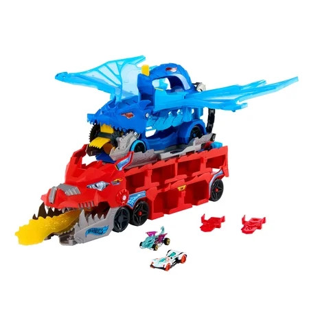 Hot Wheels City Hot Wheels Ultimate Dual Dragon Transporter & 2 1:64 Scale Toy Cars | Walmart (US)