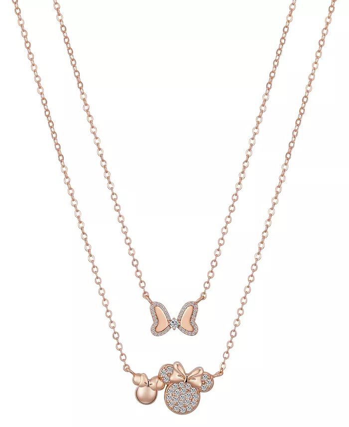 Unwritten Cubic Zirconia Minnie Mouse Bow Necklace Set with Extender (0.01, 0.06, 0.12 ct. t.w.) ... | Macys (US)