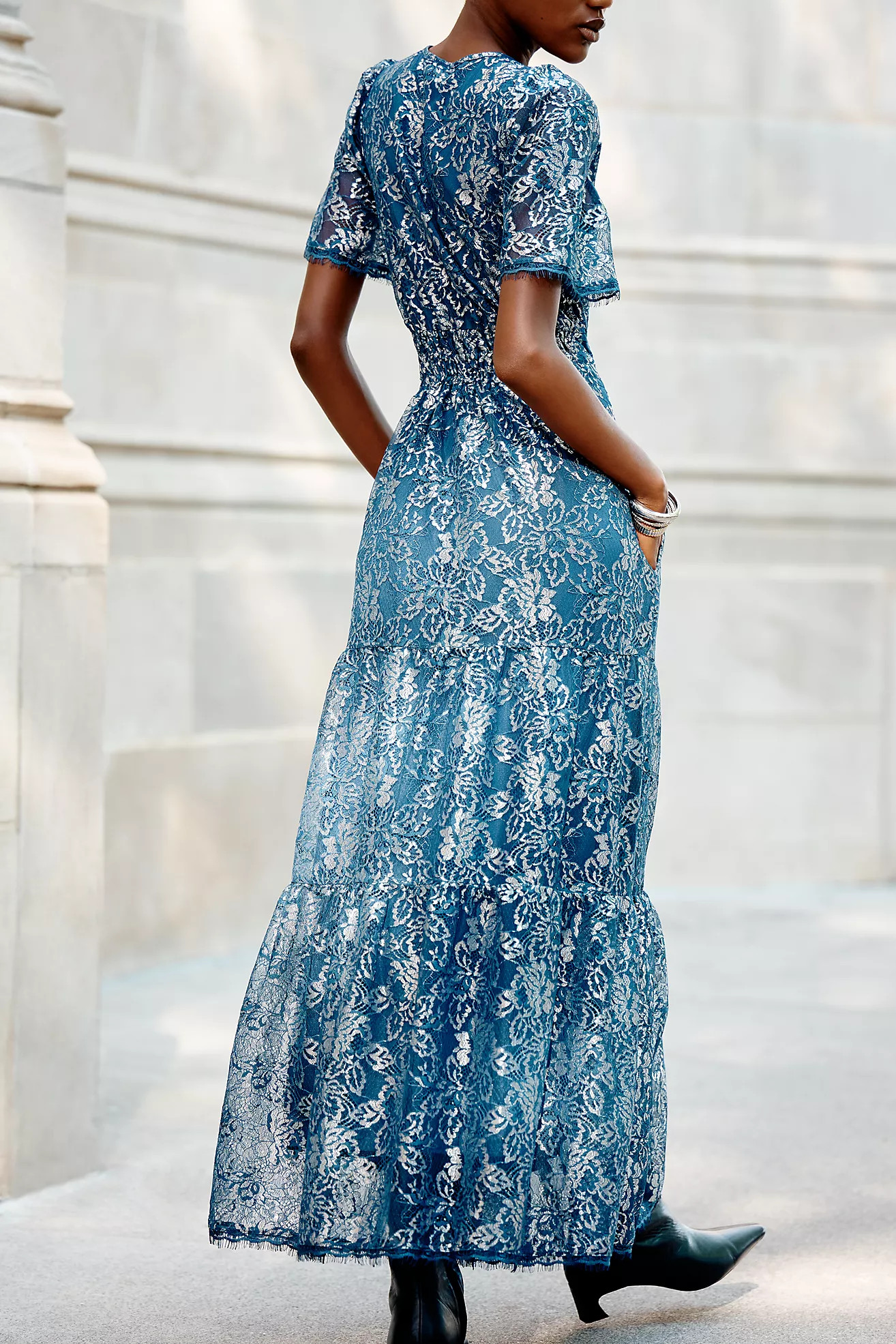 Somerset Metallic Lace Maxi Dress | Anthropologie (US)