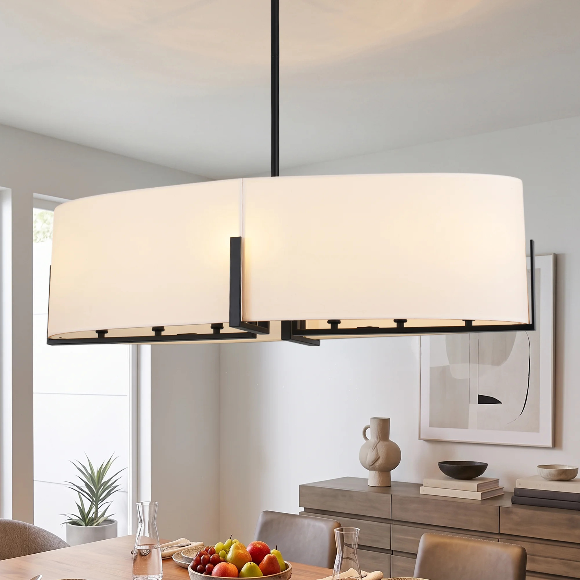 8 - Light 36.93“ Modern Kitchen Island Chandelie With Round / Oval White Fabric Shade For Living Room Bedroom | Wayfair North America