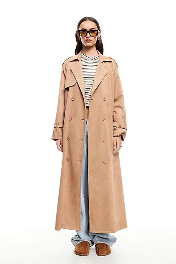 Lioness Penny Long Oversized Trench Coat Jacket in Coffee, Women's at Urban Outfitters | Urban Outfitters (US and RoW)
