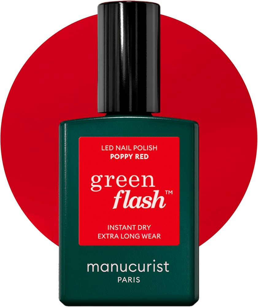 Manucurist Green Flash LED Poppy Red Gel Nail Polish - Vegan, 12-Free, Plant-Based - Strengthens ... | Amazon (US)