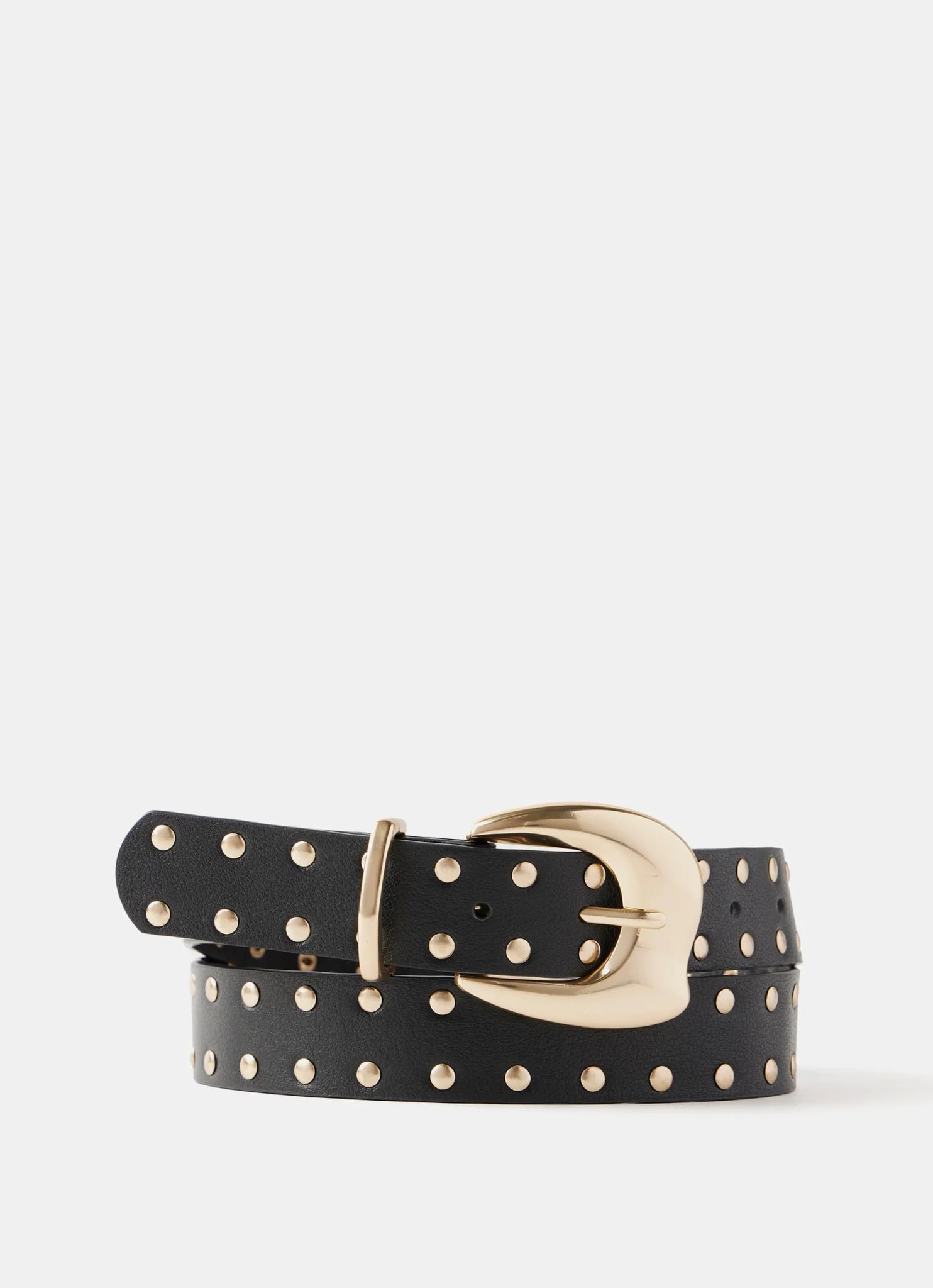 Black Leather Chunky Studded Belt | Mint Velvet (US)