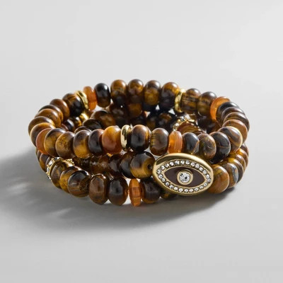 Energy Aligned Evil Eye Bracelet Set - Tiger's Eye | BaubleBar