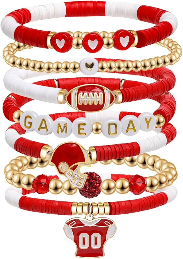 Artlunar Game Day Football Charm Bracelet: Stackable Sports Jewelry for Moms & Dads - Perfect for... | Amazon (US)