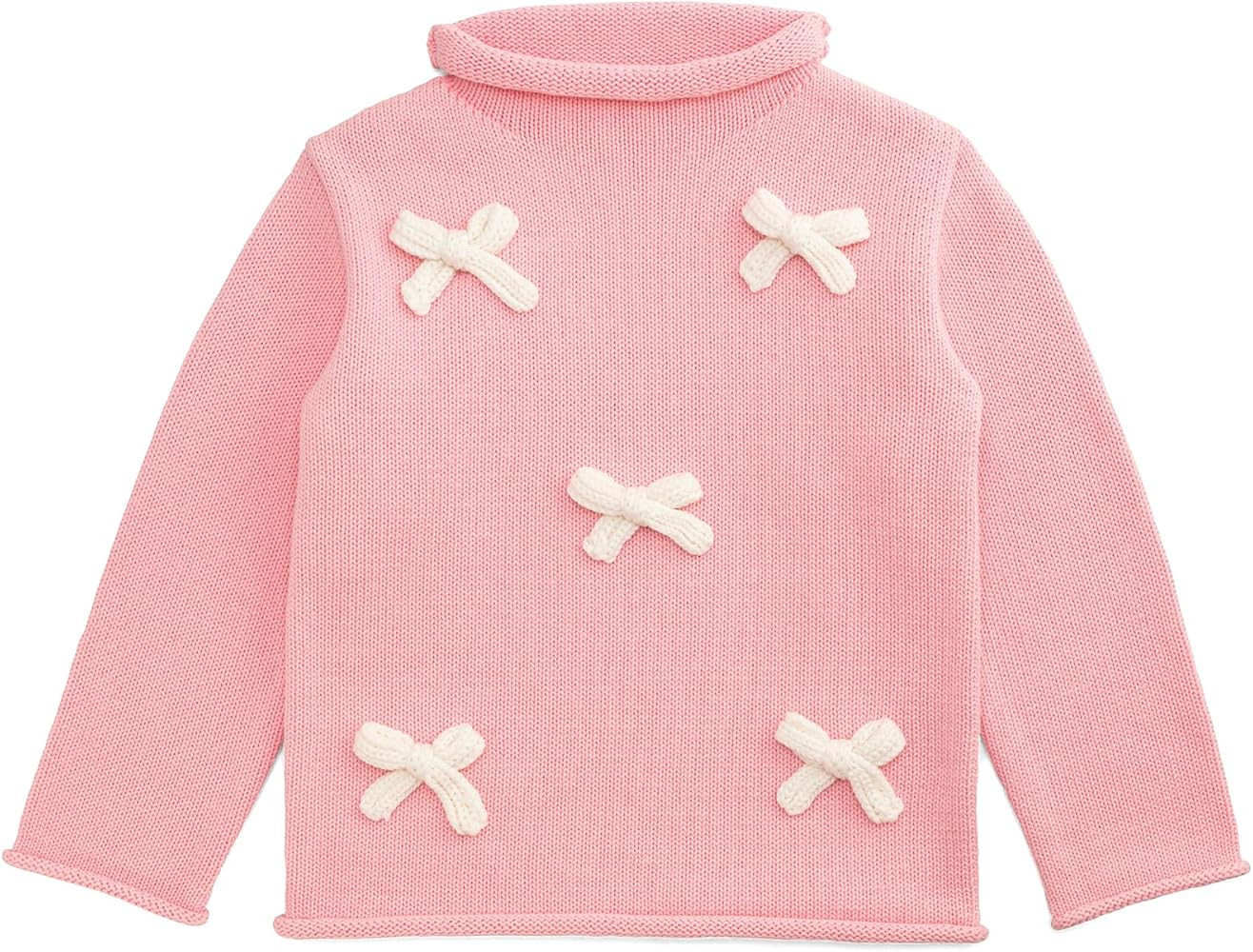 Mud Pie Baby-Girls Mud Pie Kids Pink Bow Rollneck Sweater | Amazon (US)