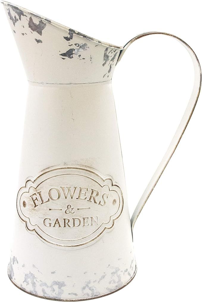 Soyizom Farmhouse White Jugs Vases for Flower, Metal Milk Jug Farmhouse Flower Pitcher Vases Tall... | Amazon (US)