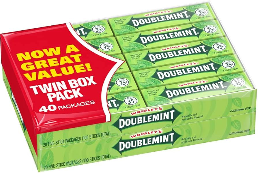 WRIGLEY'S DOUBLEMINT Mint Gum Chewing Gum Bulk Pack, 5 Stick (Pack of 40) | Amazon (US)
