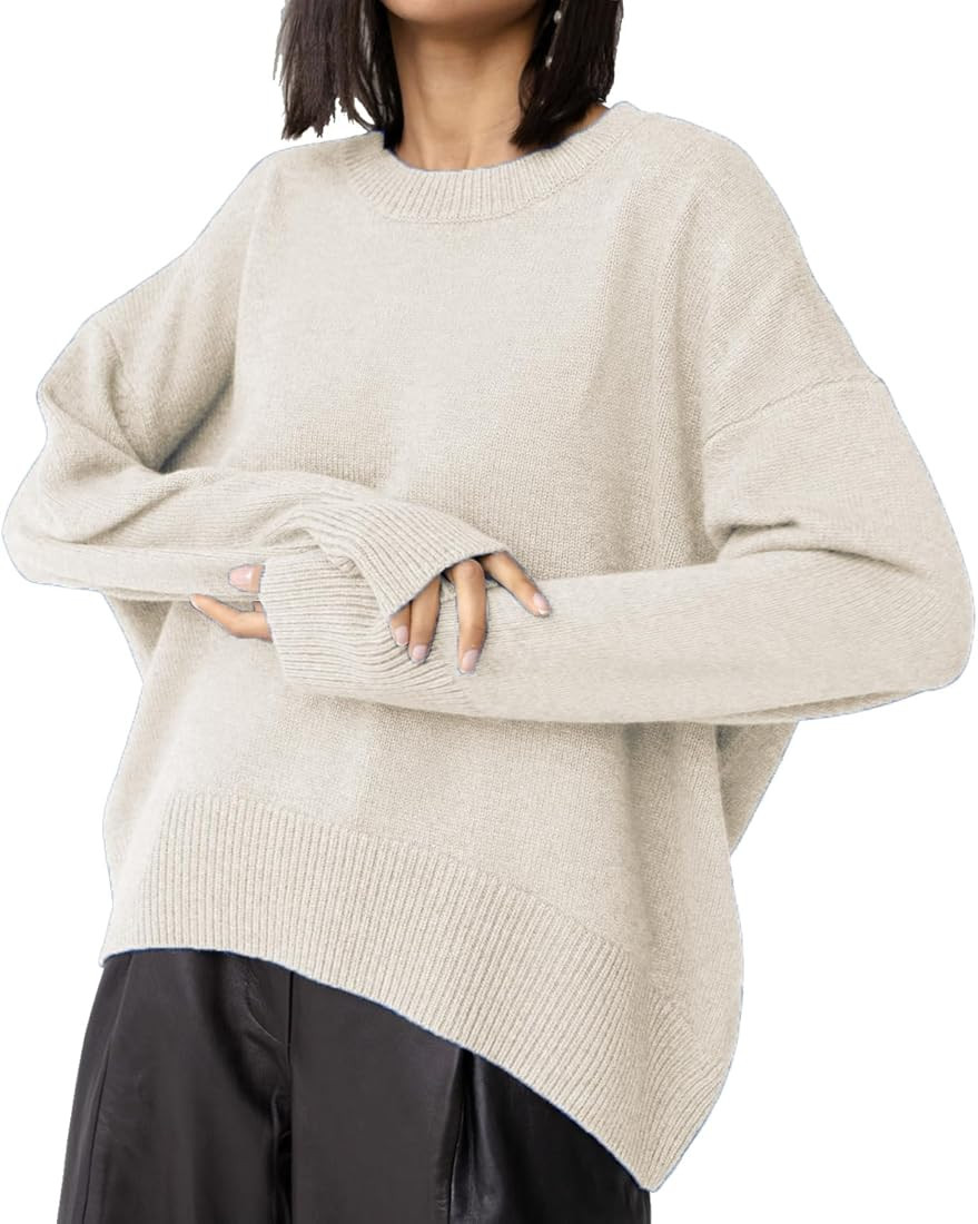 Ckikiou Oversized Crewneck Cute Slouchy High Low Sweater for Women Fall Winter Casual Long Sleeve... | Amazon (US)