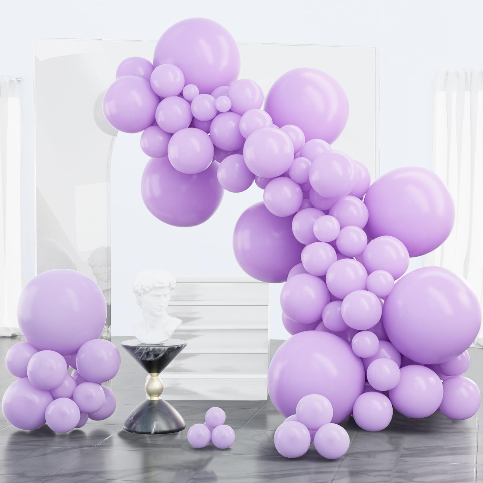 PartyWoo Pastel Purple Balloons 100 pcs Different Sizes Pack of 18 12 10 5 Inch Light Pastel Purple Lavender Lilac Balloon Arch Kit Garland for Baby Shower Birthday Party Decorations Purple-Q10 | Amazon (US)