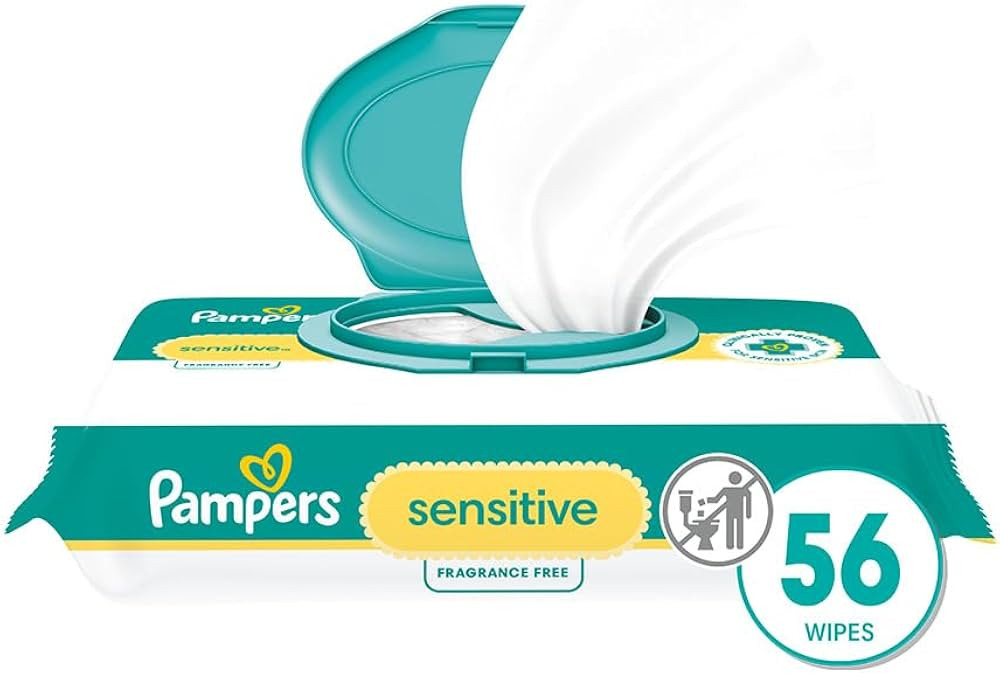 Pampers Baby Wipes Sensitive, Water Based Baby Wipes, Hypoallergenic and Unscented Baby Wipes, 56... | Amazon (US)