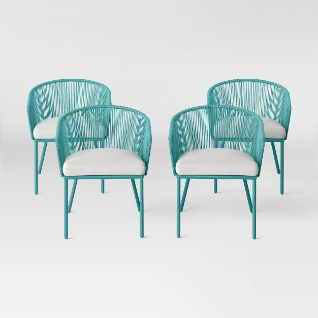 Fisher 4pk Patio Dining Chairs - Blue-Green - Project 62™ | Target