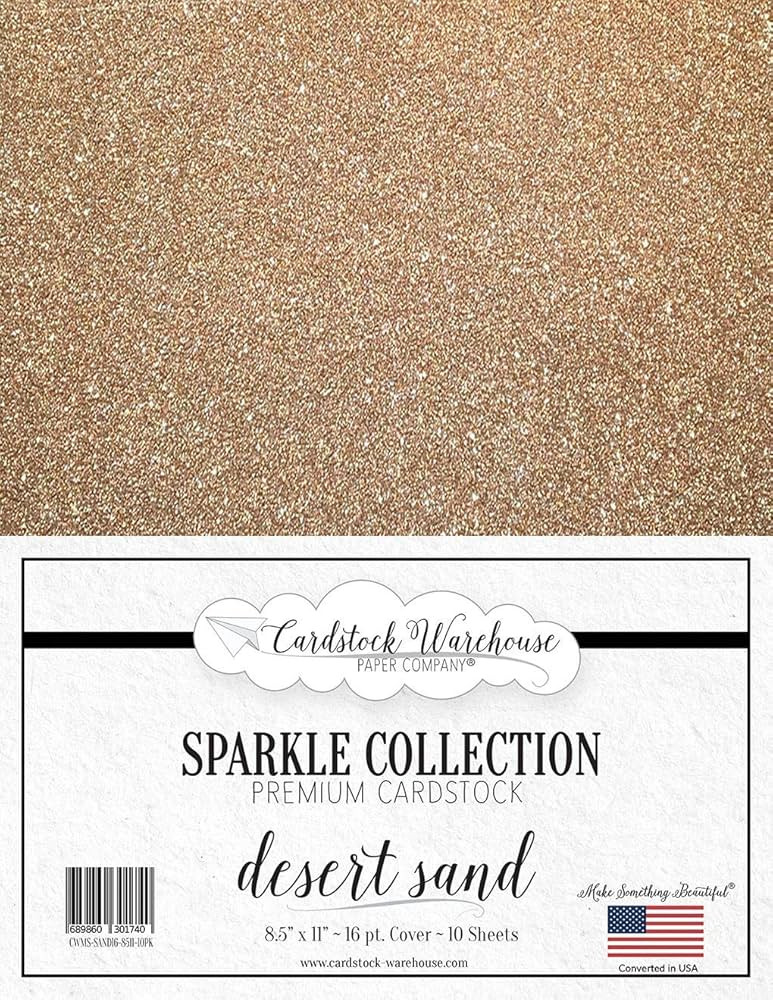 Cardstock Warehouse Sparkle Desert Sand Glitter - 8.5 x 11" - 16 Pt. / 280 Gsm Premium Cardstock ... | Amazon (US)