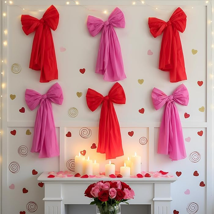 6 Pack Valentine's Day Decorations Pre-tied Large Wall Bow 31.5 Inches Valentines Giant Bow Hangi... | Amazon (US)