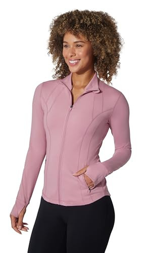 Yogalicious Womens Ultra Soft Lightweight Full Zip Yoga Jacket with Pockets - Pink Plum - Small | Amazon (US)