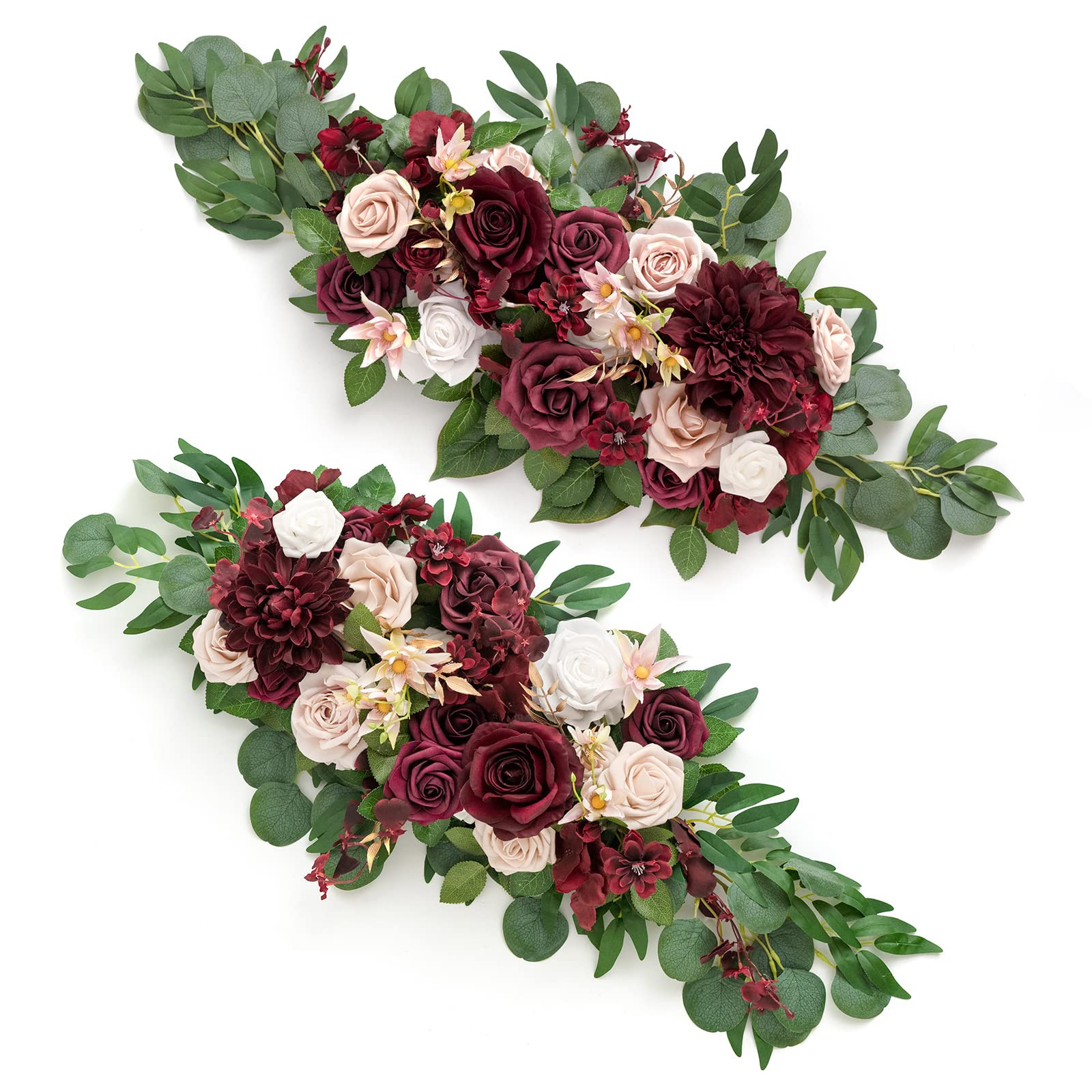 Ling's Moment Artificial Red Wedding Arch Flowers 2 Swags of Ceremony Backdrop Rose Arbor Centerp... | Amazon (US)