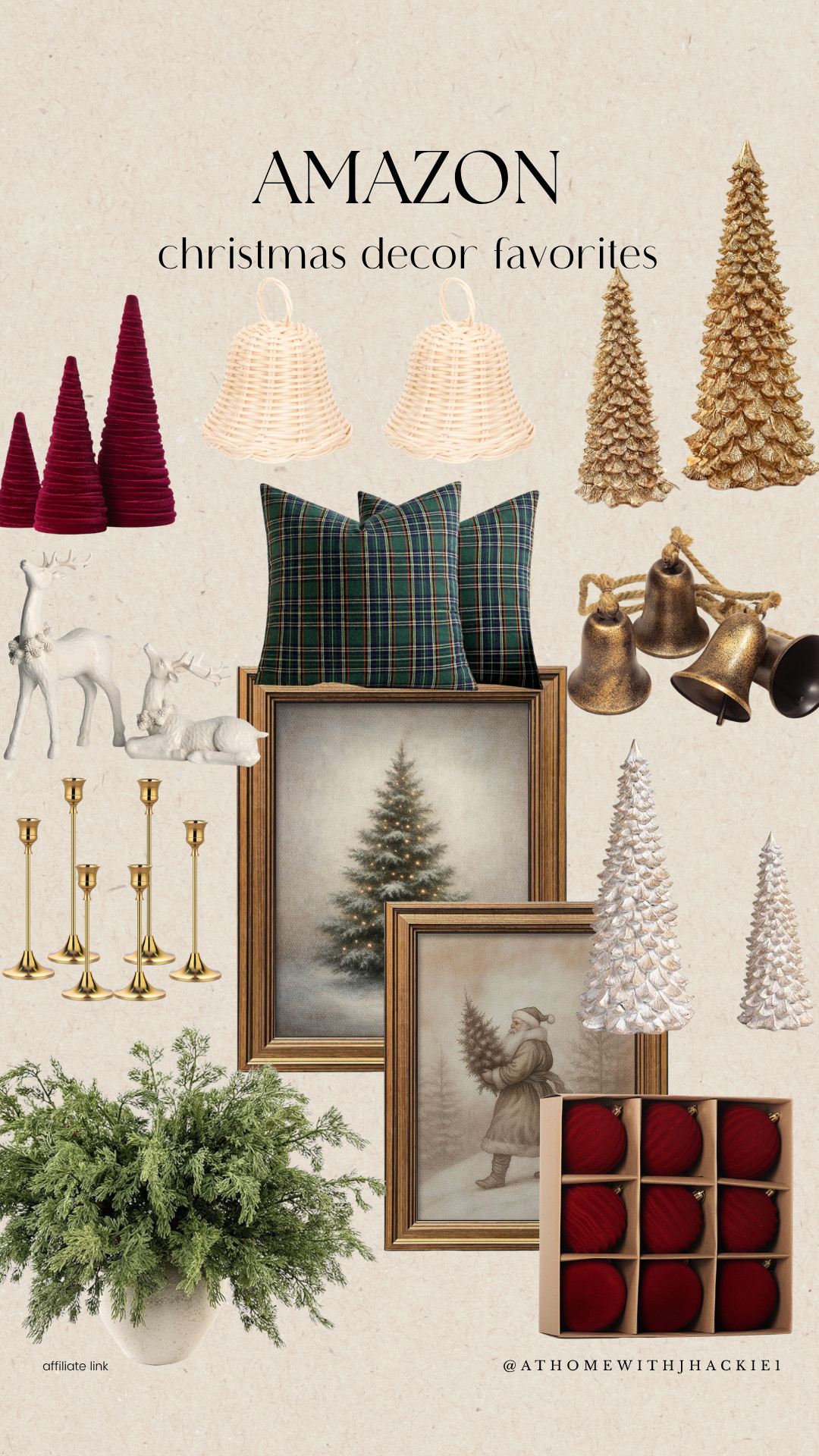Amazon Christmas decor, Amazon Christmas finds, Amazon holiday decor, Christmas decor favorites, traditional Christmas decor, classic Christmas decor, vintage inspired Christmas decor, burgundy Christmas decor, tartan Christmas pillows, plaid Christmas decor, Christmas bells, brass candlesticks, Christmas tree art, Santa Christmas art, tabletop Christmas trees, velvet Christmas ornaments, Christmas greenery, Christmas centerpiece, rattan Christmas bells, elegant Christmas decor, cozy Christmas home, timeless Christmas decorations

#LTKSeasonal #LTKHome