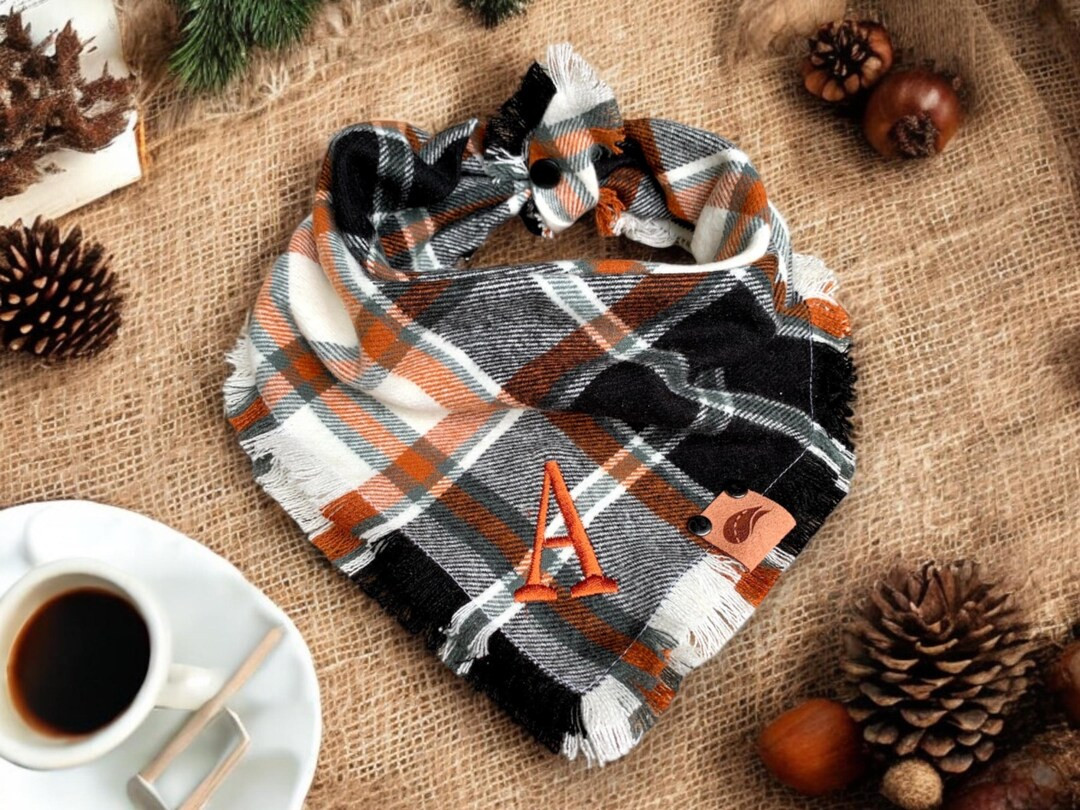 Flannel Dog Bandana Dog Gift Fall Scarf Dog Thanksgiving Dog Bandana Fall Dog Scarf Dog Fringed B... | Etsy (US)