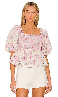 Something Navy Floral Smocked Top in Pastel from Revolve.com | Revolve Clothing (Global)