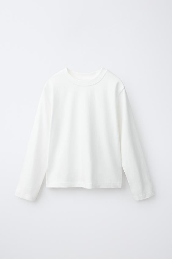 Zara - Plain Long Sleeve T-Shirt - White - 6-7 Years (48,0 Inches) - Kids | Zara US