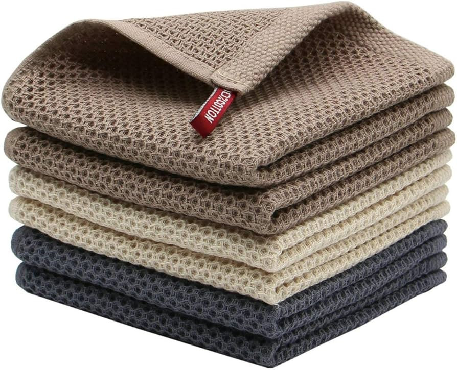 Mia'sDream Natural Cotton Tidy Dish Cloths Rags,Waffle Weave Kitchen Towels and Dishcloths Sets, ... | Amazon (US)