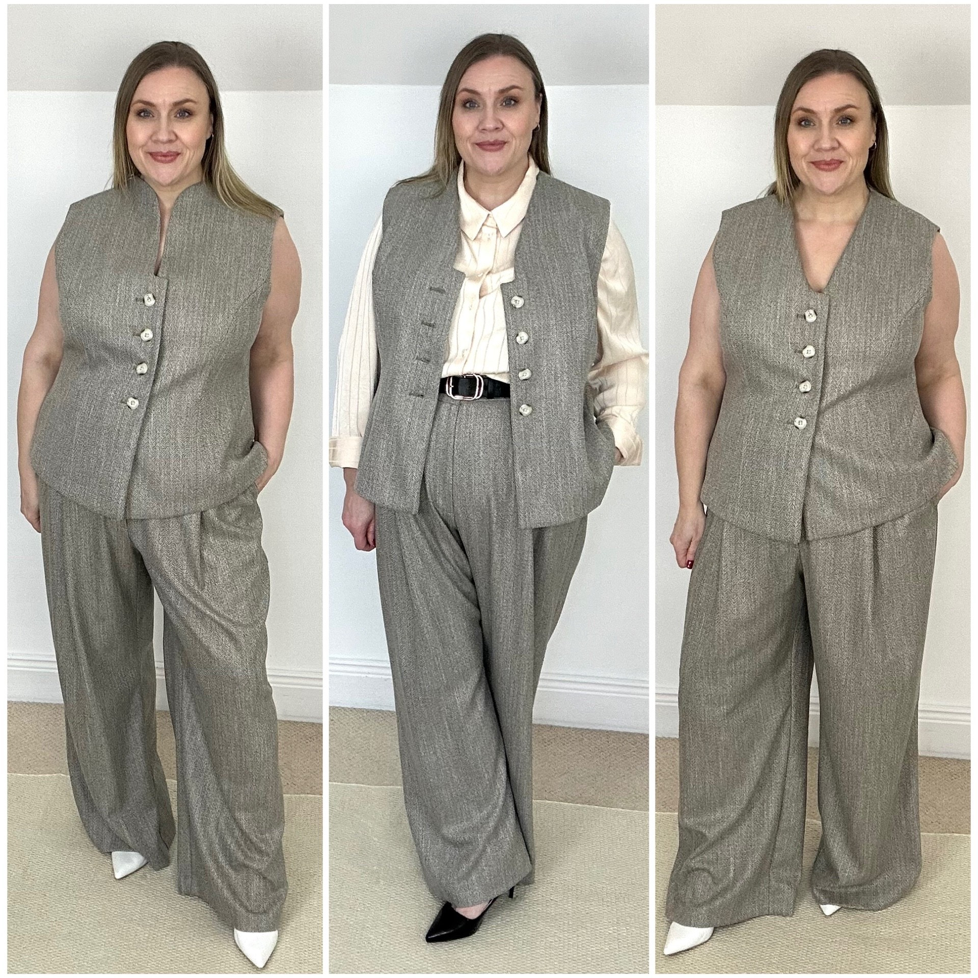 3ways to wear a waist coat suit for plus size apple shapes. 
A waistcoat is a great option to hide the tummy. 

#LTKplussize #LTKover50style #LTKstyletip