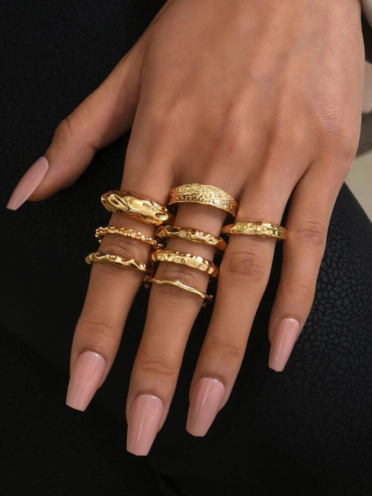 8pcs Textured Ring | SHEIN