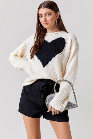 Amelle Statement Heart Sweater  - francesca's | Francesca's