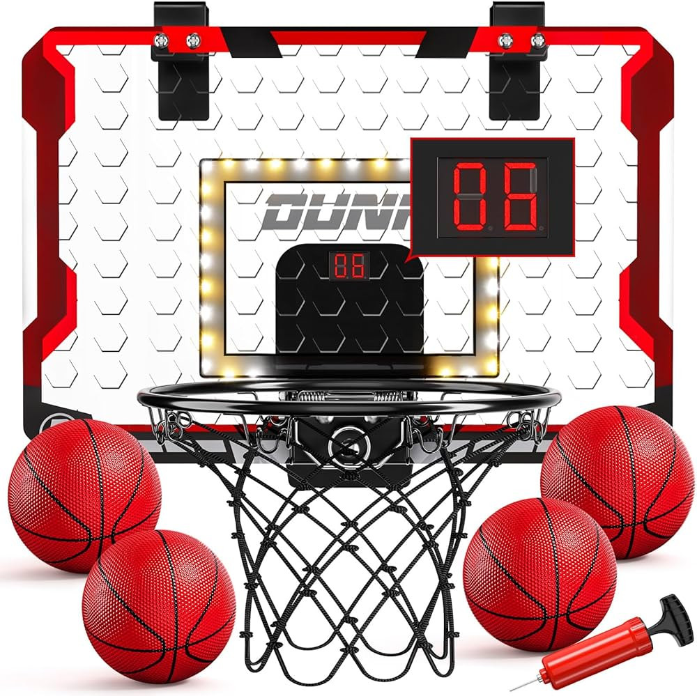 TEMI Indoor Basketball Hoop for Kids, Door Room Basketball Hoop,Mini Basketball Hoop with 4 Balls... | Amazon (US)