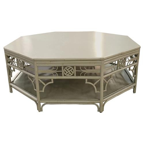 Red Egg Indochine Coastal Beach Cream Rattan Round Coffee Table - Large | Kathy Kuo Home