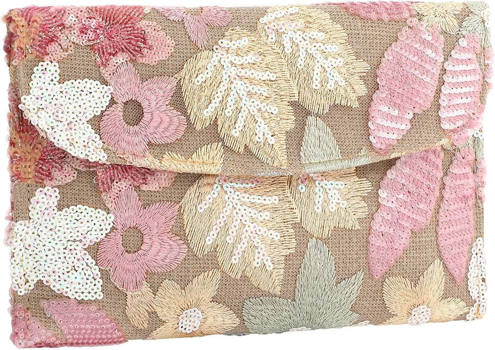 Floral Beaded Clutch Embroidery Sequin Beaded Purse Small Clutch Purses for Women       
        ... | Amazon (US)