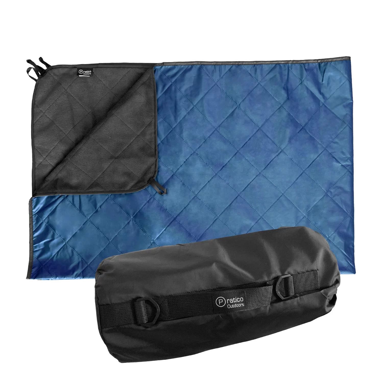 Pratico Outdoors Large Fleece Picnic Blanket, 58 x 84 inch, Grey and Navy Blue | Walmart (US)