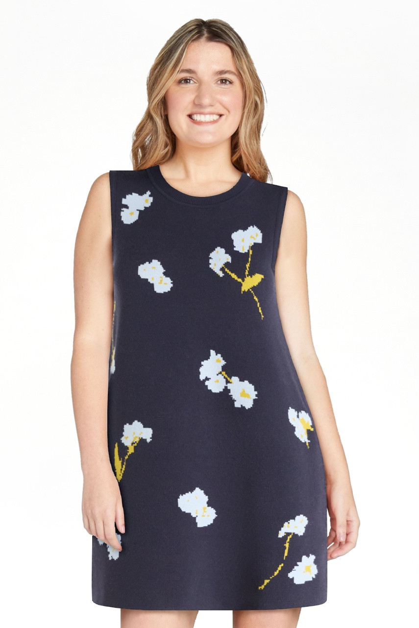 Free Assembly Women's and Women's Plus Sleeveless Floral Jacquard Mini Sweater Dress, Sizes XS-XX... | Walmart (US)
