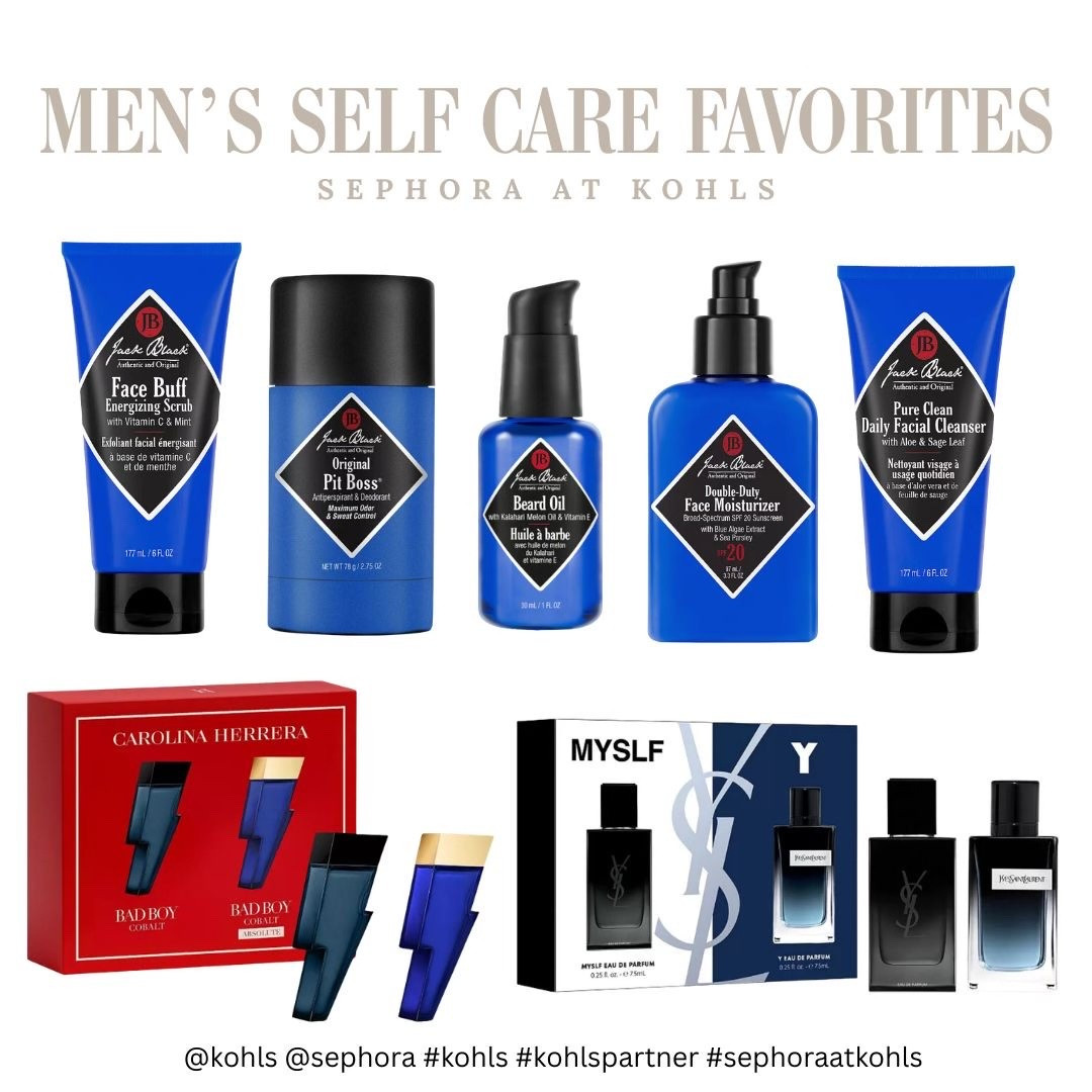 A few men’s grooming favorites that would make a great Father’s Day gift. I love the YSL and Carolina Herrera mini fragrance sets for travel, and the Jack Black skincare and beard products are perfect for creating an easy, everyday self care routine.

@kohls@sephora #kohls #kohlspartner #sephoraatkohls

#LTKmomlife #LTKselfcare #LTKOver40