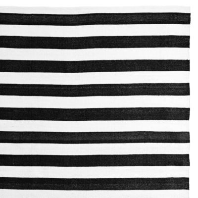 Outdoor Awning Stripe Rug Black/White | Serena and Lily