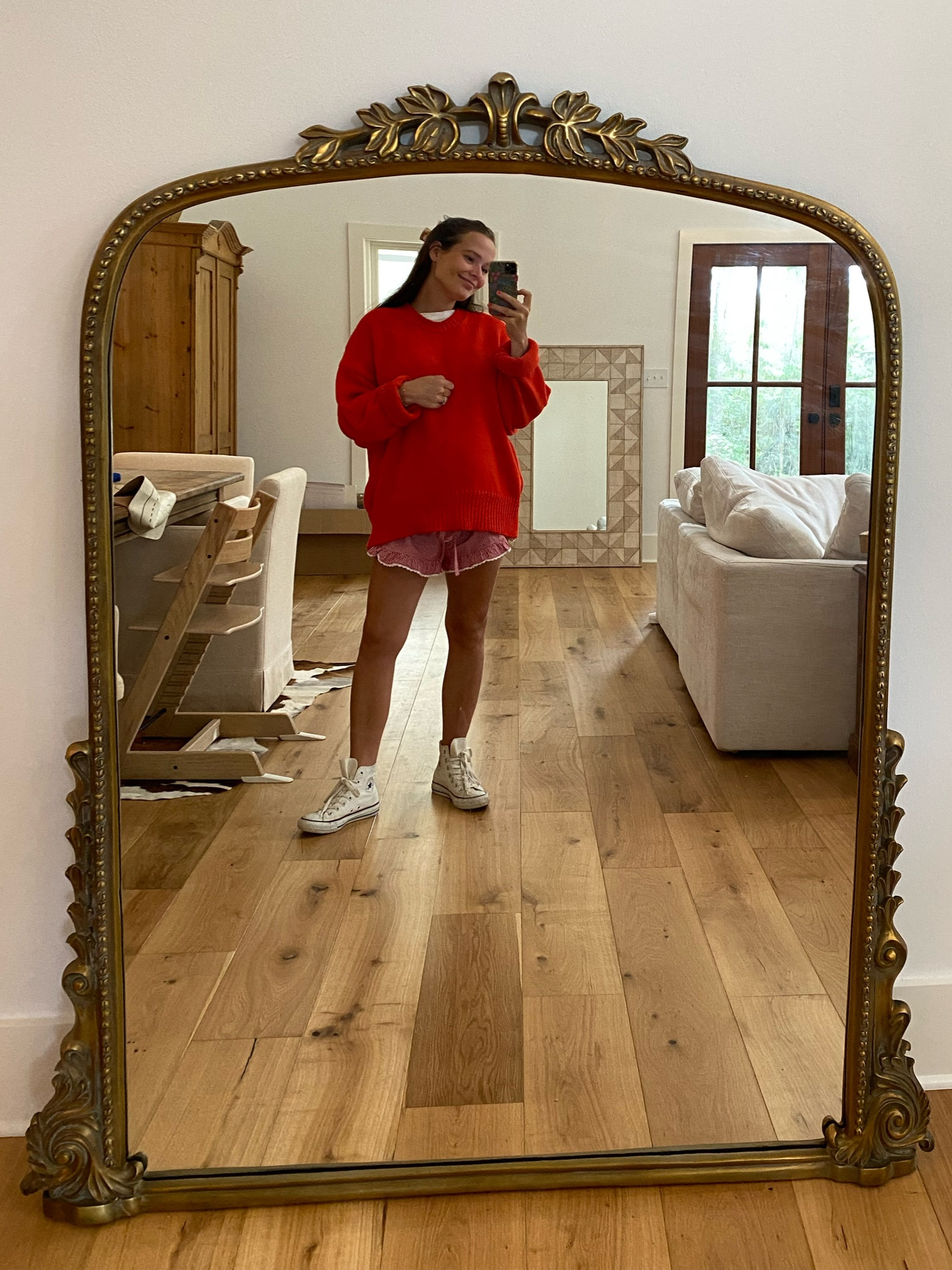 Shorts are old doen I finally found on Poshmark but linking a similar pair I came across! Sweater is Babaa! 