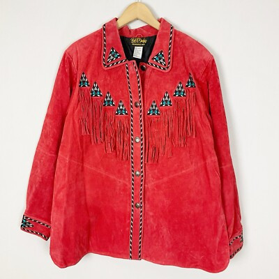 BOB MACKIE Size LARGE Orange Wearable Art LEATHER JACKET Western Fringe Women’s  | eBay | eBay US