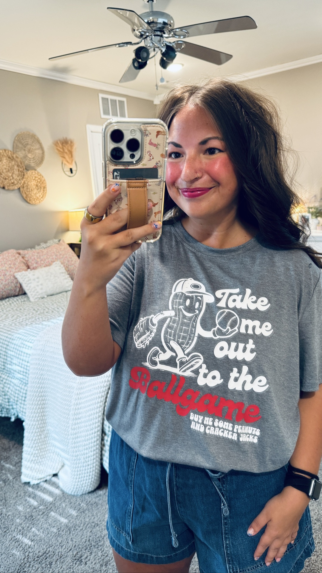 ⚾️ Game day, but make it cute! ❤️ This baseball tee is incredibly soft & so comfortable to wear all day. Just add your favorite denim shorts & sneakers for the easiest game-day outfit! ❤️🤍⚾️ 

 #LTKootd #LTKSeasonal #LTKMidsize