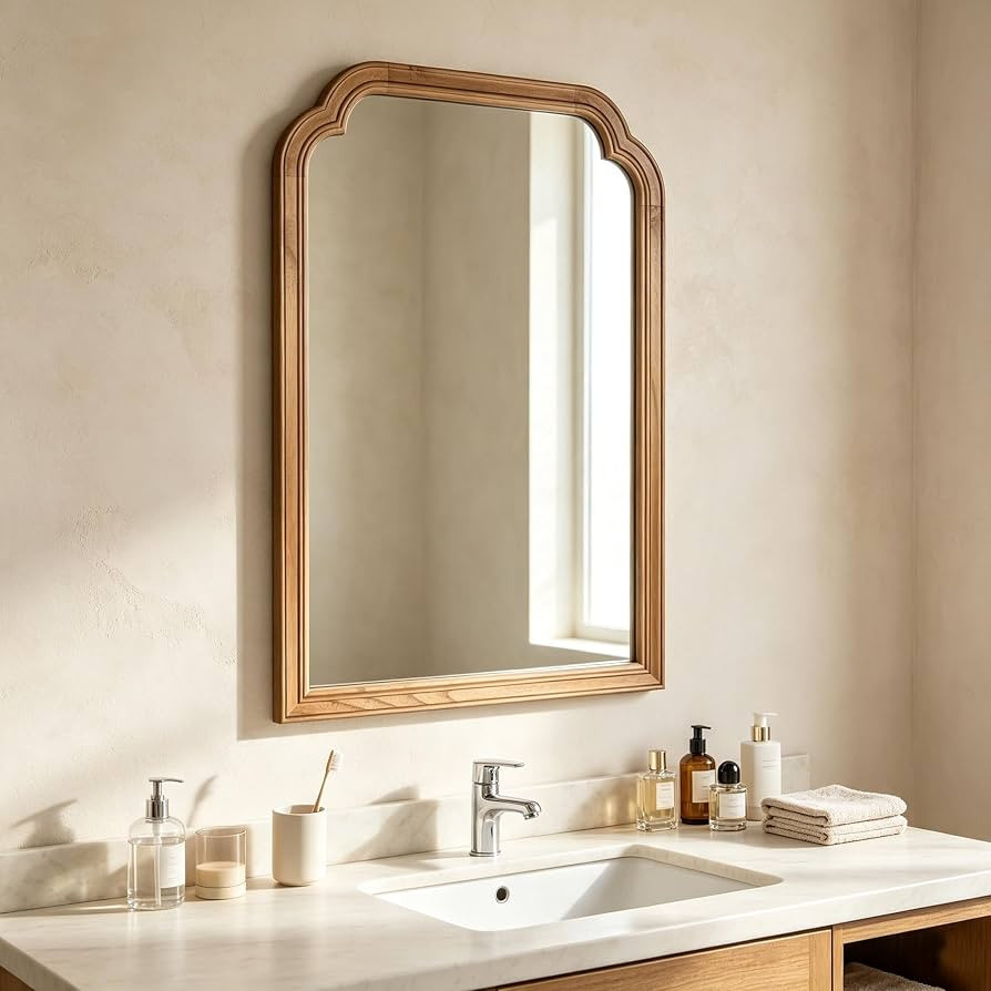 Wood Framed Bathroom Mirror for Wall 30"x20" Rustic Decorative Mirror | Amazon (US)