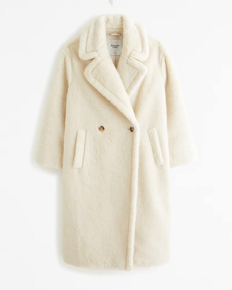 Abercrombie & Fitch Women's Teddy Coat in Cream - Size L | Abercrombie & Fitch (US)