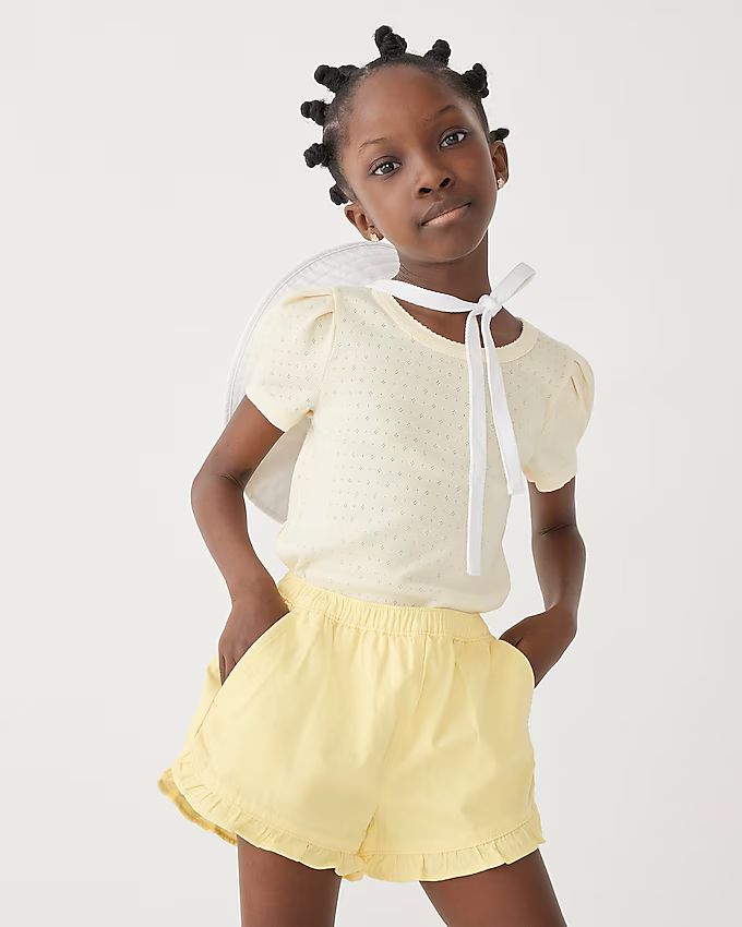 Girls' ruffle pull-on short in soft chino | J.Crew US