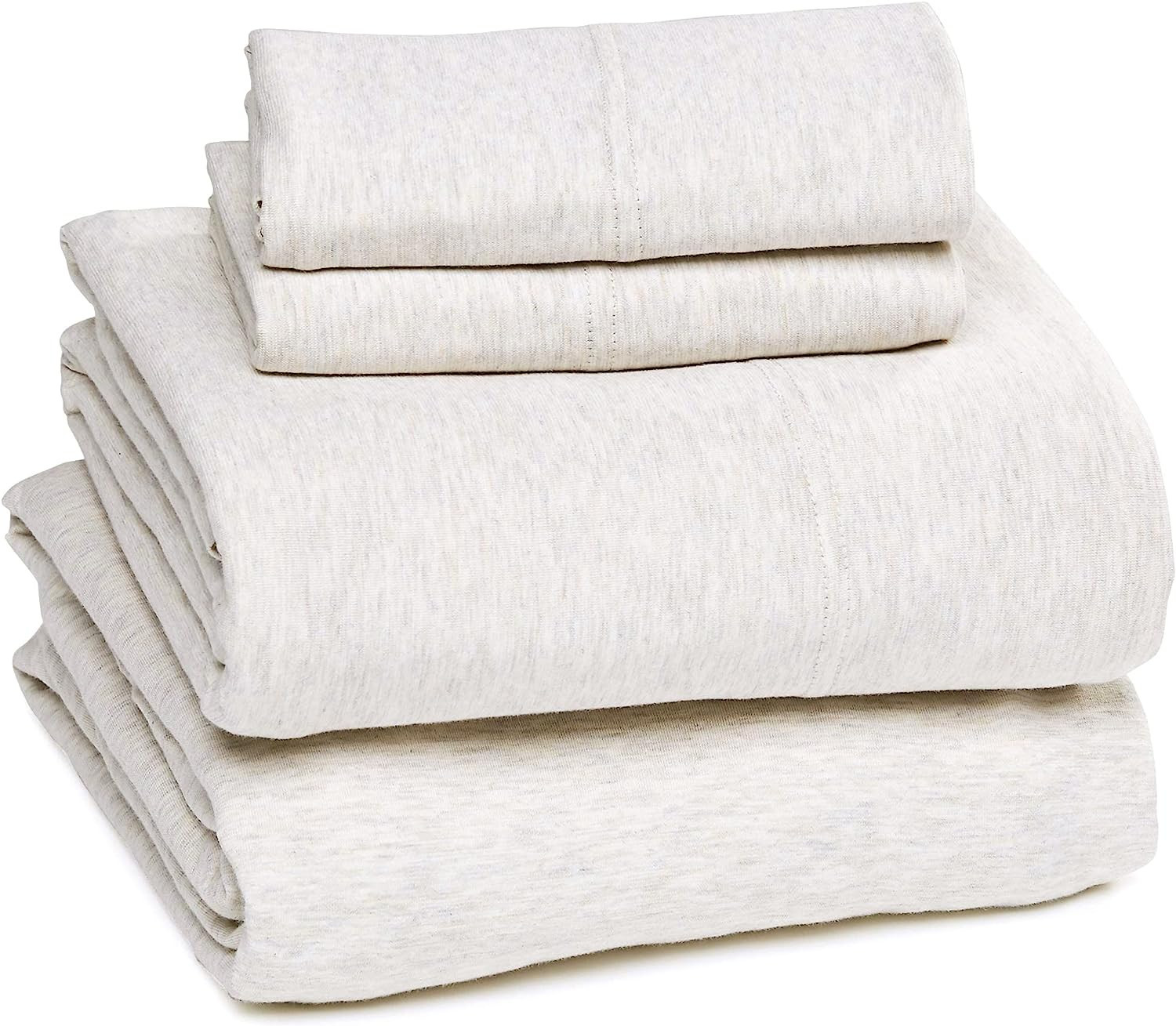 Amazon Basics Cotton Jersey Bed Sheet Set - King, Oatmeal | Amazon (US)