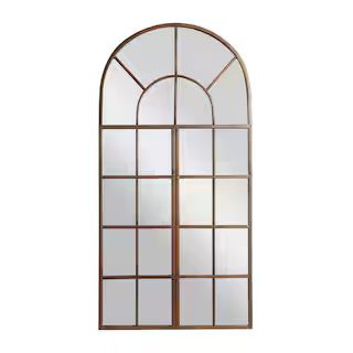 48 in. x 24 in. Brown Metal Traditional Arch Wall Mirror | The Home Depot