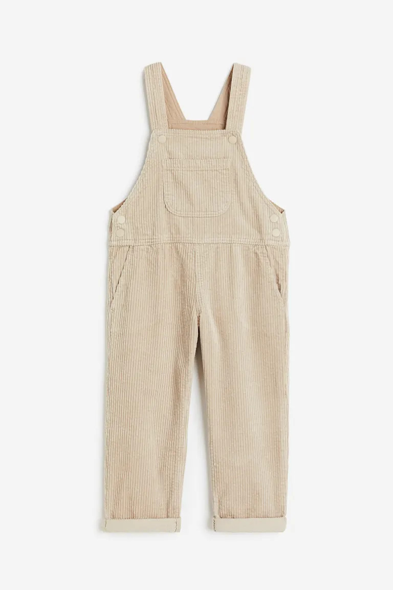 Cotton Corduroy Overalls - Light beige - Kids | H&M US | H&M (US + CA)
