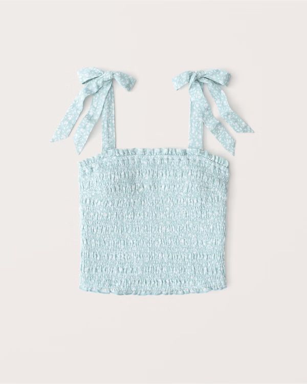 Tie-Strap Smocked Cami Top | Abercrombie & Fitch (US)