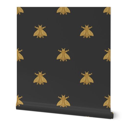 Napoleonic Bees ~ Faux Gilt on Cendre | Spoonflower